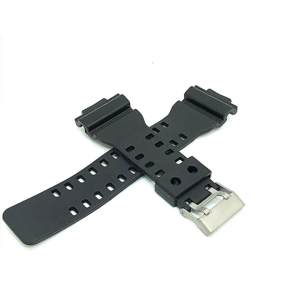 Men's Watch Band Replacement Black Rubber Strap 15.5/29mm Lug Silver Buc…